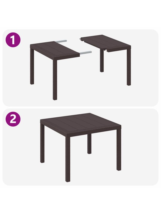 Dārza ēdamgalds 3 pcs brūna polt rattan