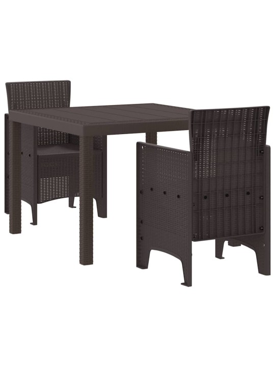 Dārza ēdamgalds 3 pcs brūna polt rattan