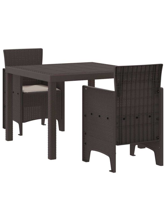 Dārza ēdamgalds 3 pcs brūna polt rattan