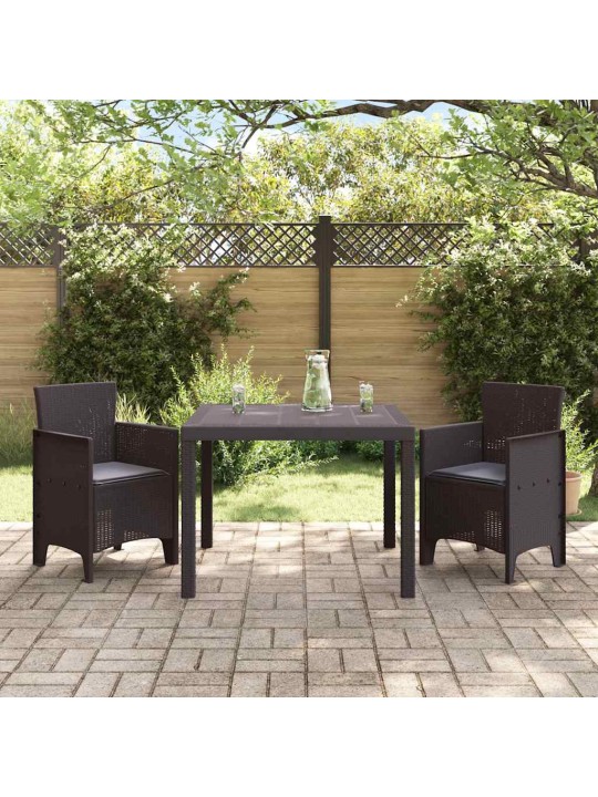 Dārza ēdamgalds 3 pcs brūna polt rattan