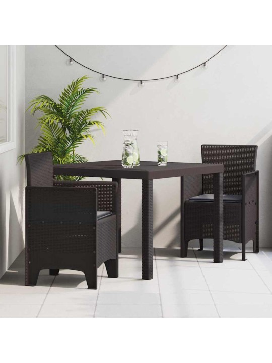 Dārza ēdamgalds 3 pcs brūna polt rattan