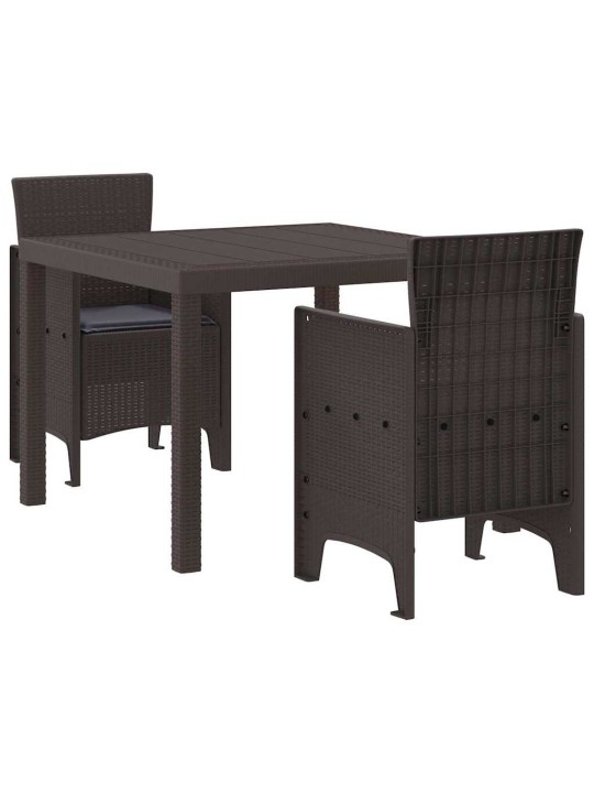 Dārza ēdamgalds 3 pcs brūna polt rattan