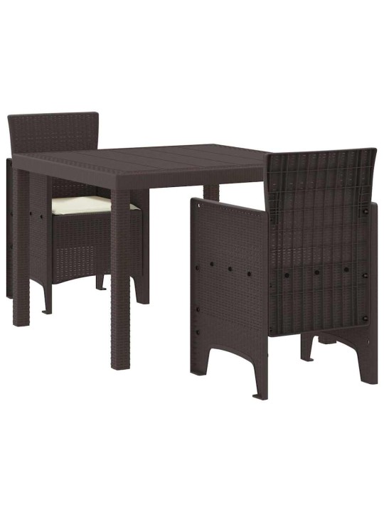 Dārza ēdamgalds 3 pcs brūna polt rattan
