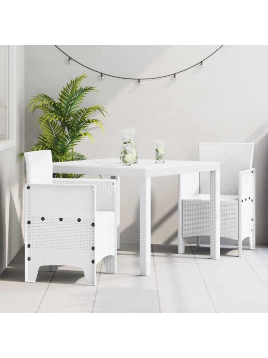 Dārza ēdamgalds 3 pcs balts polt rattan