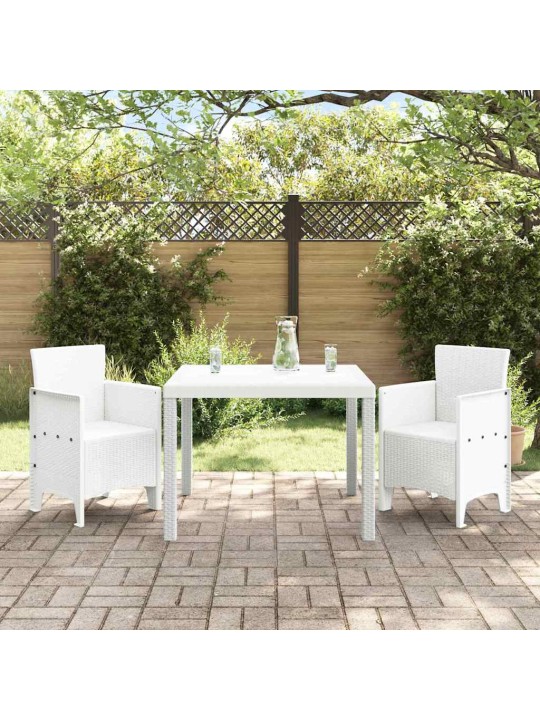 Dārza ēdamgalds 3 pcs balts polt rattan
