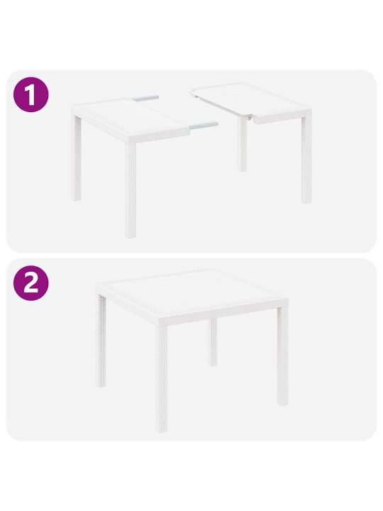 Dārza ēdamgalds 3 pcs balts polt rattan
