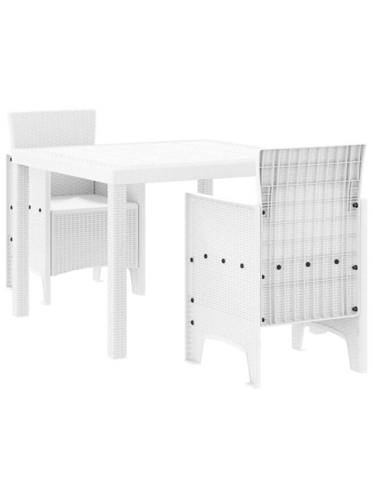 Dārza ēdamgalds 3 pcs balts polt rattan