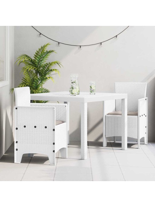 Dārza ēdamgalds 3 pcs balts polt rattan