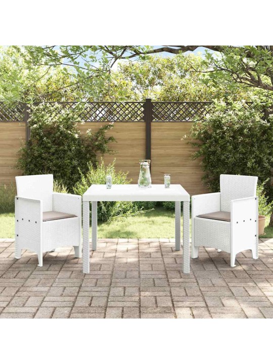 Dārza ēdamgalds 3 pcs balts polt rattan