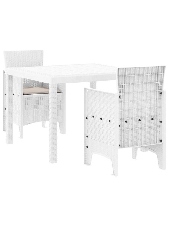 Dārza ēdamgalds 3 pcs balts polt rattan
