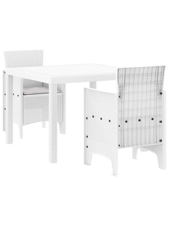 Dārza ēdamgalds 3 pcs balts polt rattan