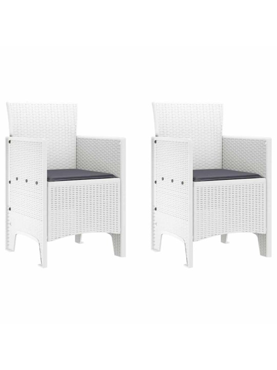 Dārza ēdamgalds 3 pcs balts polt rattan