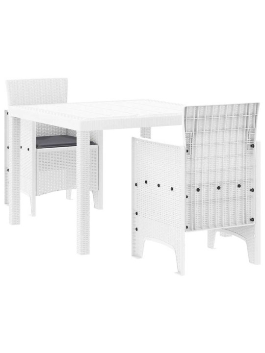 Dārza ēdamgalds 3 pcs balts polt rattan