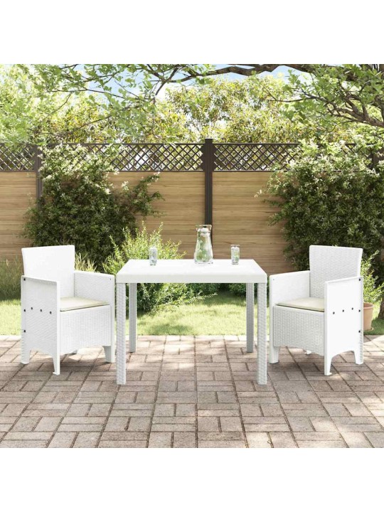 Dārza ēdamgalds 3 pcs balts polt rattan