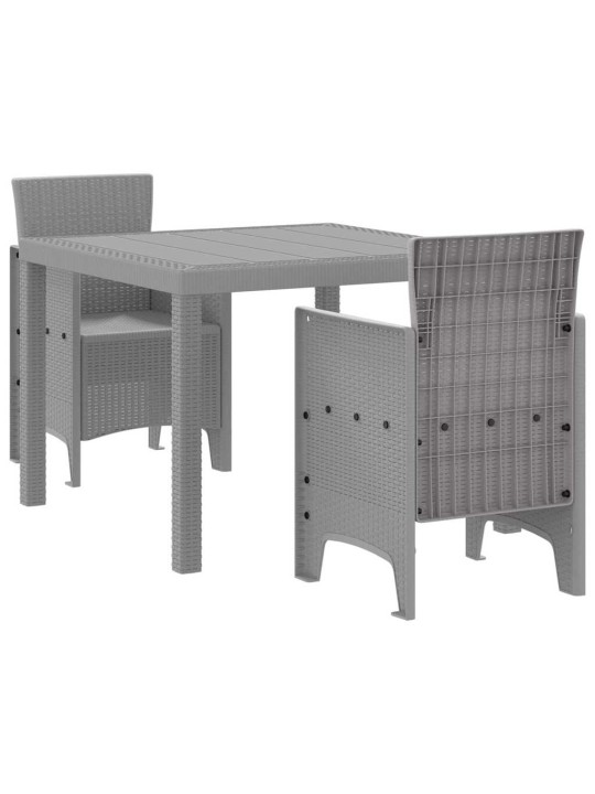Dārza ēdamgalds 3 pcs gaiši pelēks polt rattan