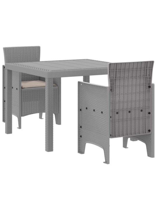 Dārza ēdamgalds 3 pcs gaiši pelēks polt rattan