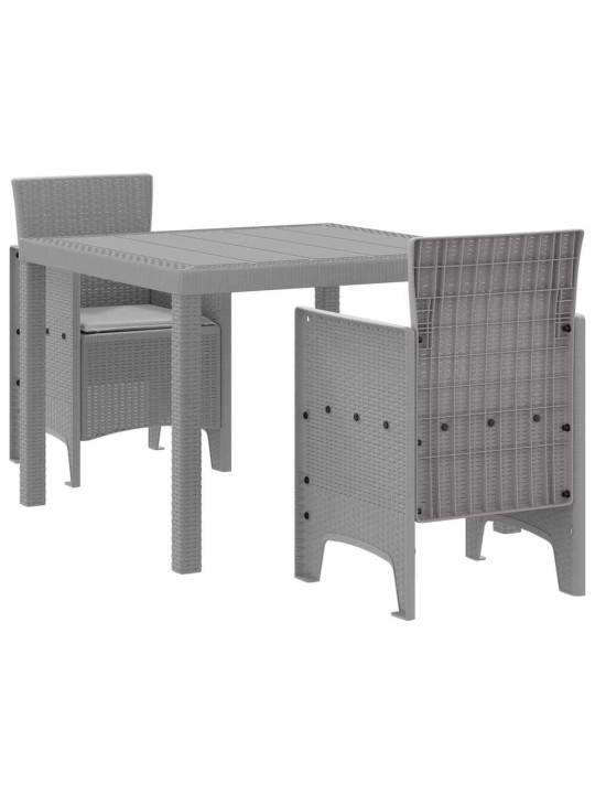 Dārza ēdamgalds 3 pcs gaiši pelēks polt rattan