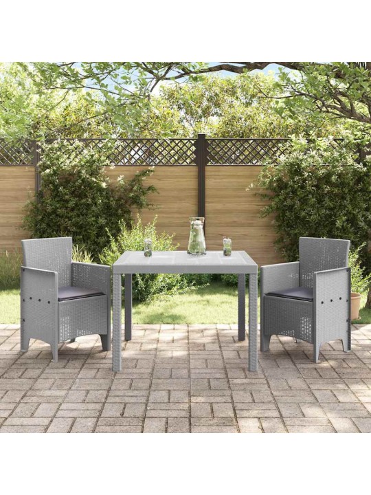 Dārza ēdamgalds 3 pcs gaiši pelēks polt rattan