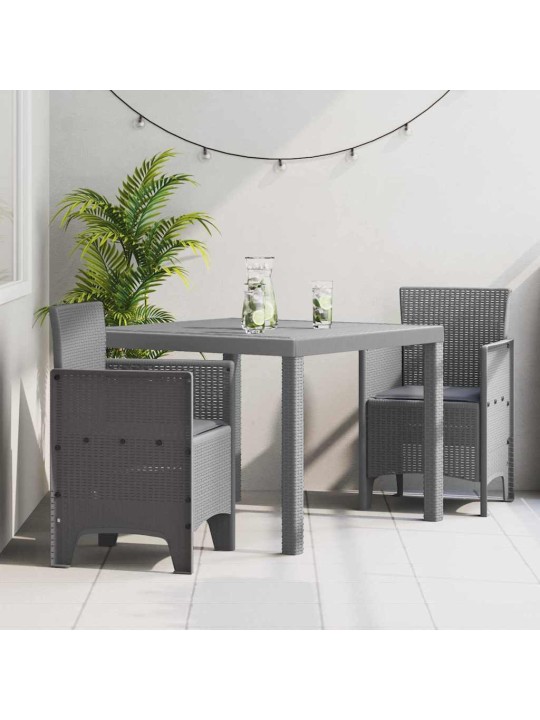 Dārza ēdamgalds 3 pcs gaiši pelēks polt rattan