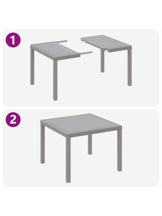 Dārza ēdamgalds 3 pcs gaiši pelēks polt rattan