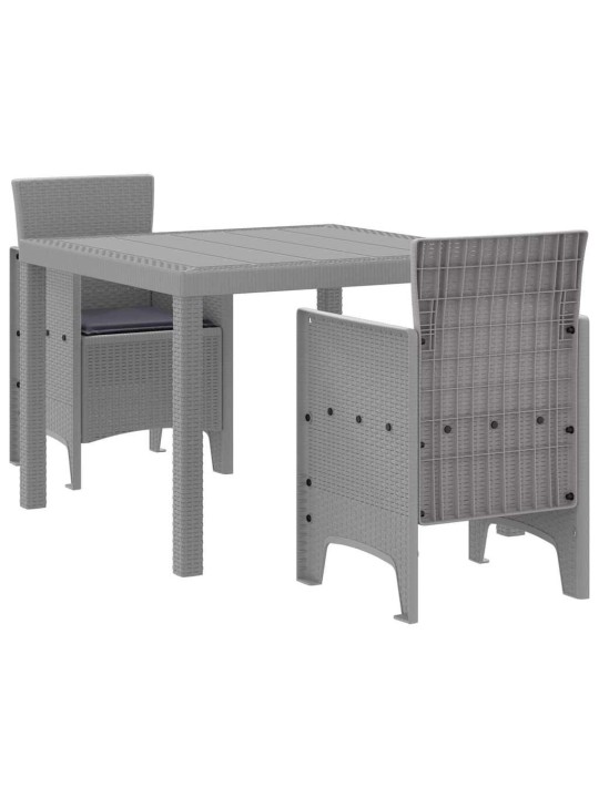 Dārza ēdamgalds 3 pcs gaiši pelēks polt rattan