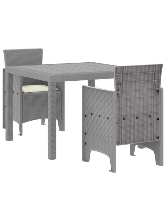 Dārza ēdamgalds 3 pcs gaiši pelēks polt rattan