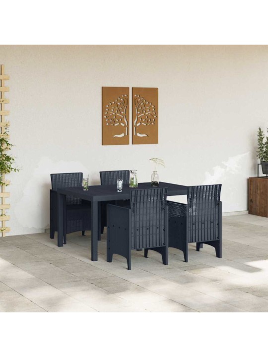 Dārza ēdamgalds 5 pcs antracīts polt rattan