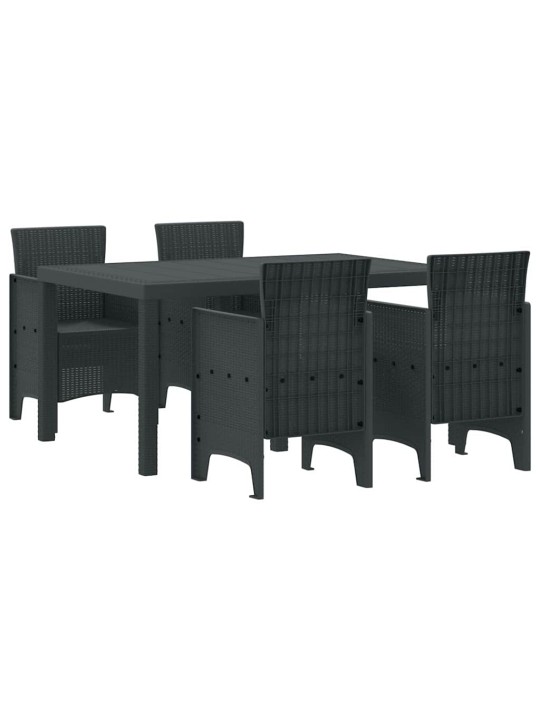 Dārza ēdamgalds 5 pcs antracīts polt rattan
