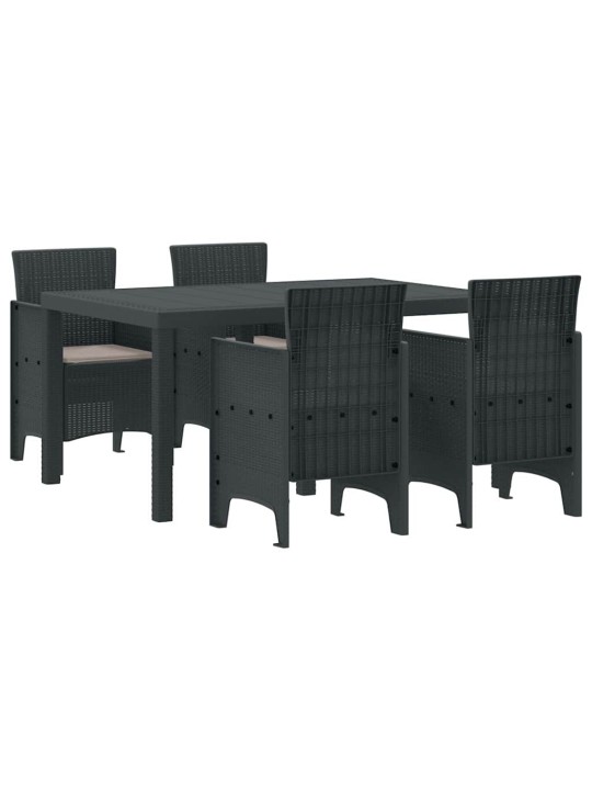 Dārza ēdamgalds 5 pcs antracīts polt rattan