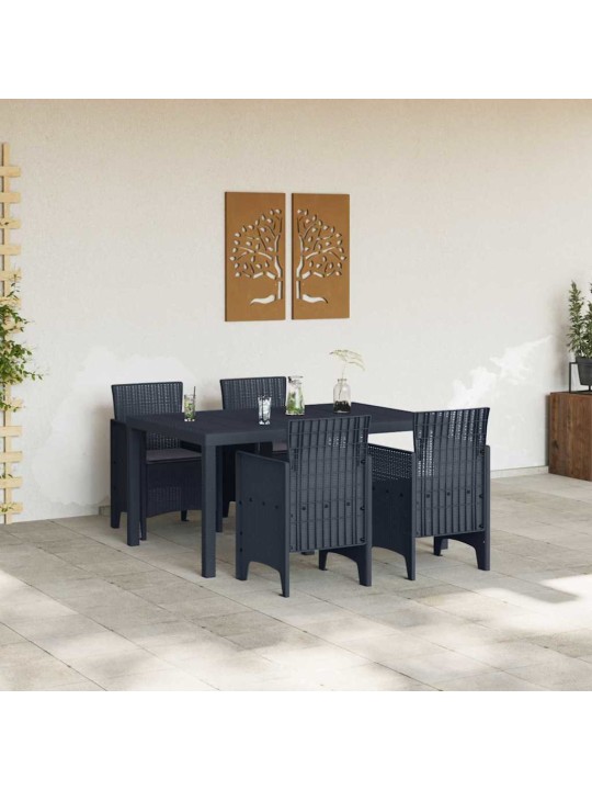 Dārza ēdamgalds 5 pcs antracīts polt rattan