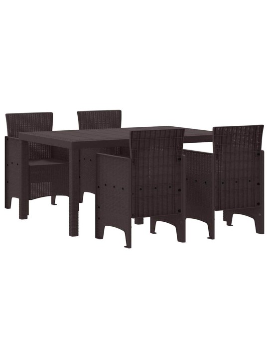Dārza ēdamgalds 5 pcs brūna polt rattan