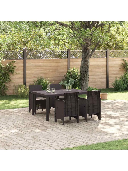 Dārza ēdamgalds 5 pcs brūna polt rattan