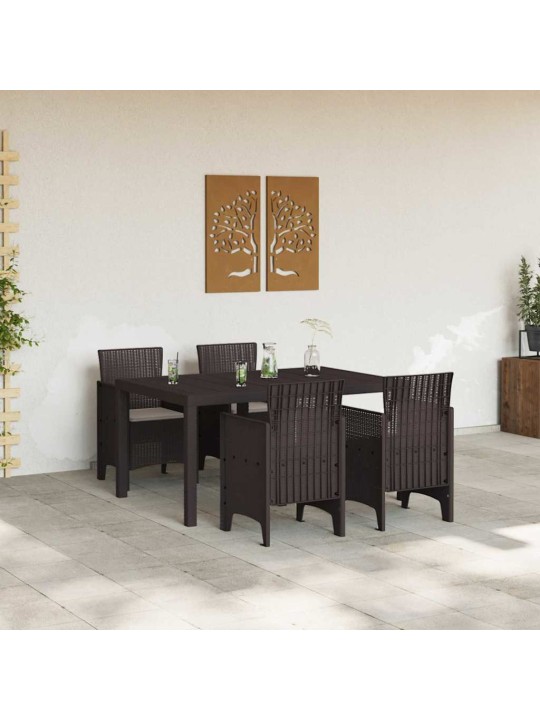 Dārza ēdamgalds 5 pcs brūna polt rattan