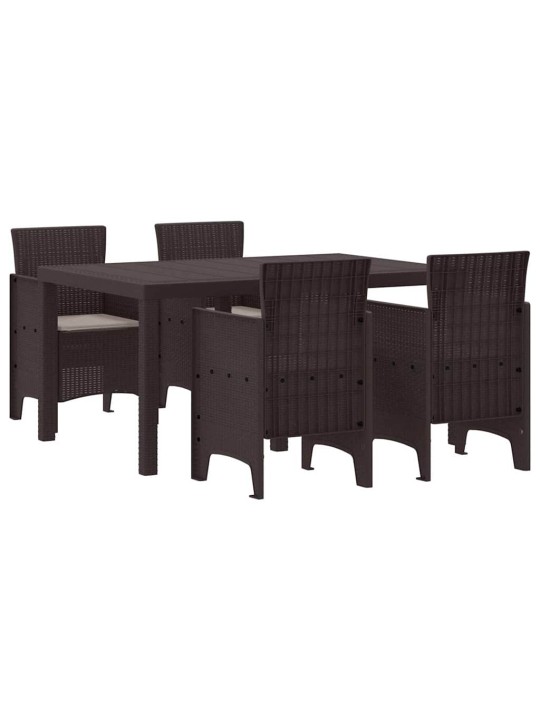 Dārza ēdamgalds 5 pcs brūna polt rattan