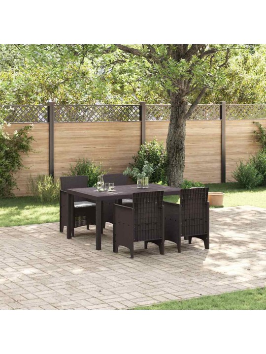 Dārza ēdamgalds 5 pcs brūna polt rattan
