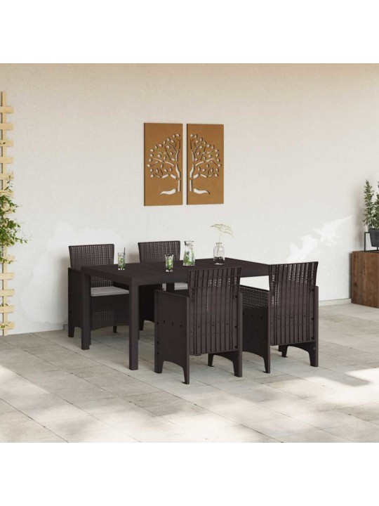 Dārza ēdamgalds 5 pcs brūna polt rattan