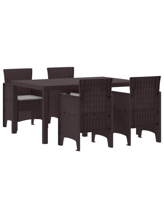 Dārza ēdamgalds 5 pcs brūna polt rattan