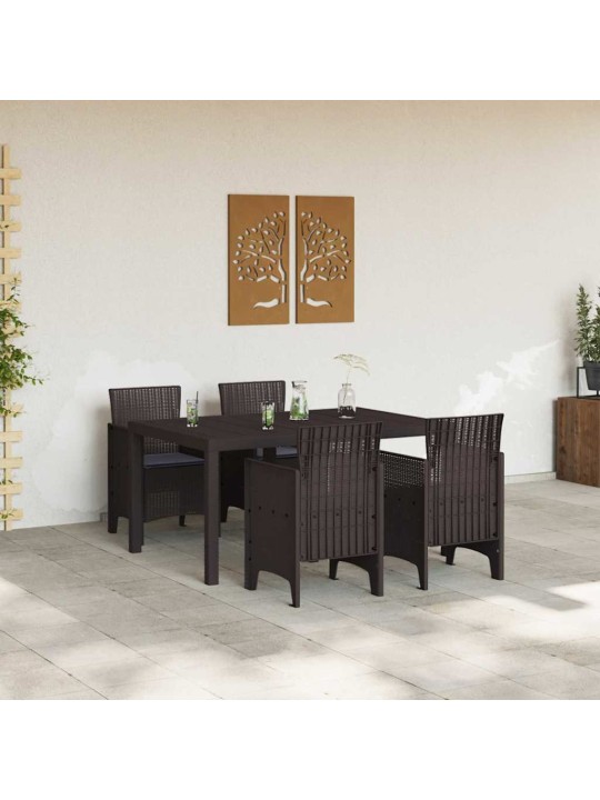 Dārza ēdamgalds 5 pcs brūna polt rattan