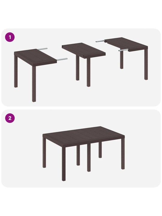 Dārza ēdamgalds 5 pcs brūna polt rattan