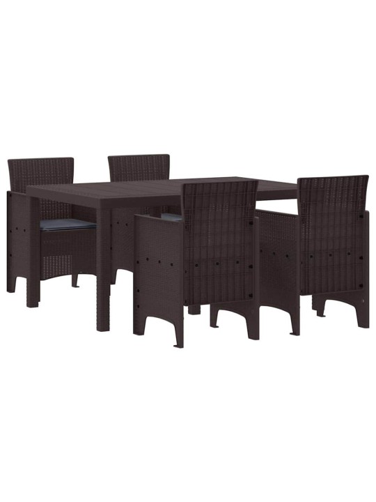 Dārza ēdamgalds 5 pcs brūna polt rattan