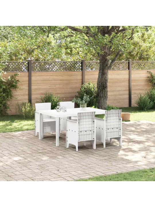Dārza ēdamgalds 5 pcs balts polt rattan