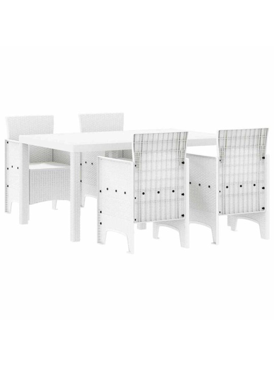 Dārza ēdamgalds 5 pcs balts polt rattan
