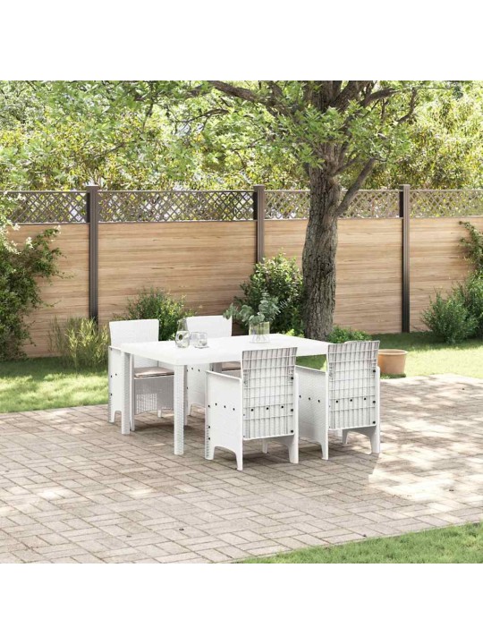 Dārza ēdamgalds 5 pcs balts polt rattan