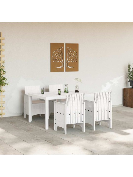 Dārza ēdamgalds 5 pcs balts polt rattan