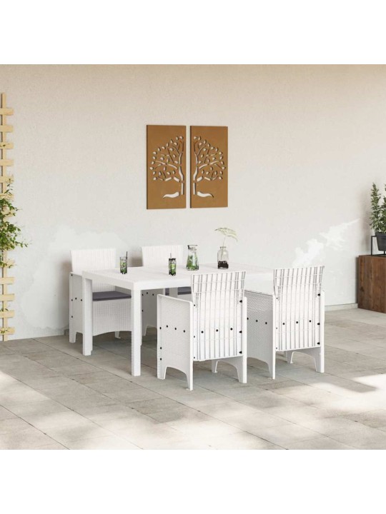 Dārza ēdamgalds 5 pcs balts polt rattan