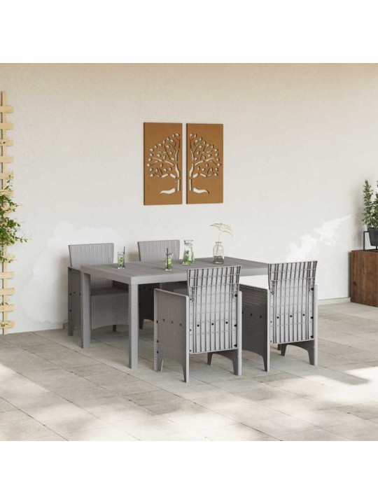 Dārza ēdamgalds 5 pcs gaiši pelēks polt rattan