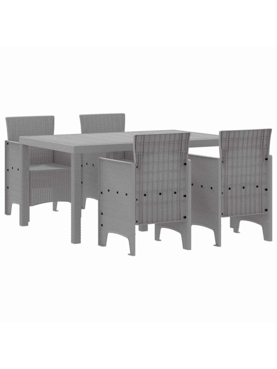 Dārza ēdamgalds 5 pcs gaiši pelēks polt rattan