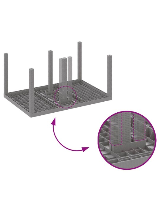 Dārza ēdamgalds 5 pcs gaiši pelēks polt rattan