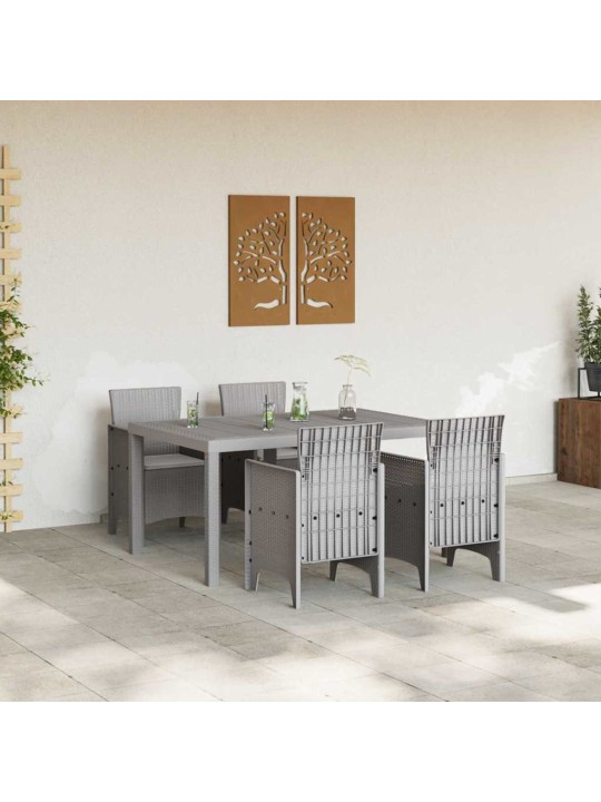 Dārza ēdamgalds 5 pcs gaiši pelēks polt rattan