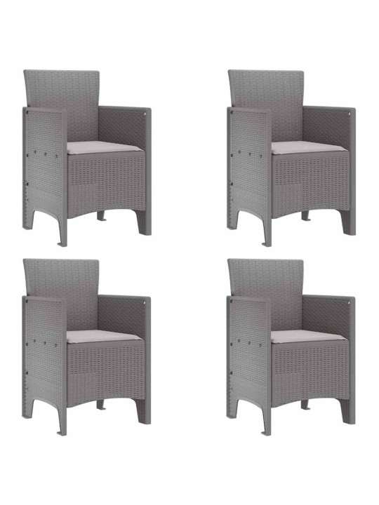 Dārza ēdamgalds 5 pcs gaiši pelēks polt rattan